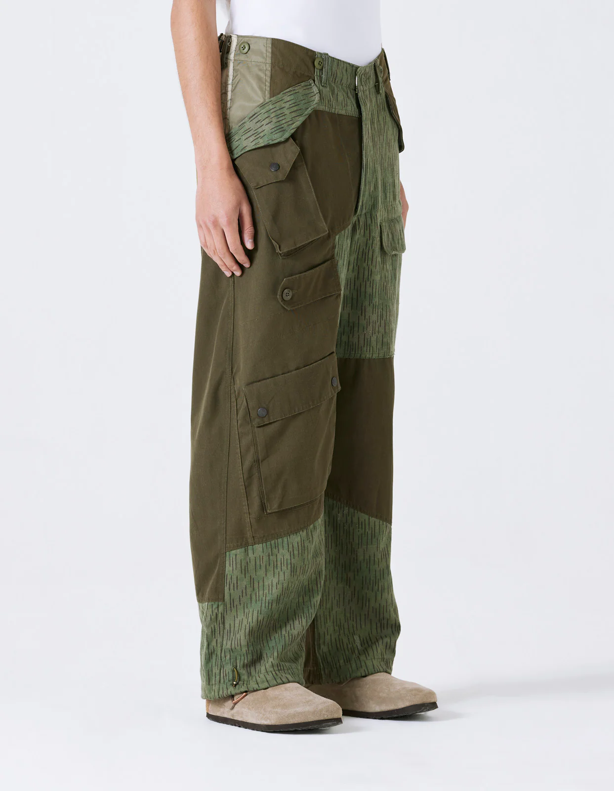 4277 Upcycled M65 Loose Cargo Pants Olive - Image 4