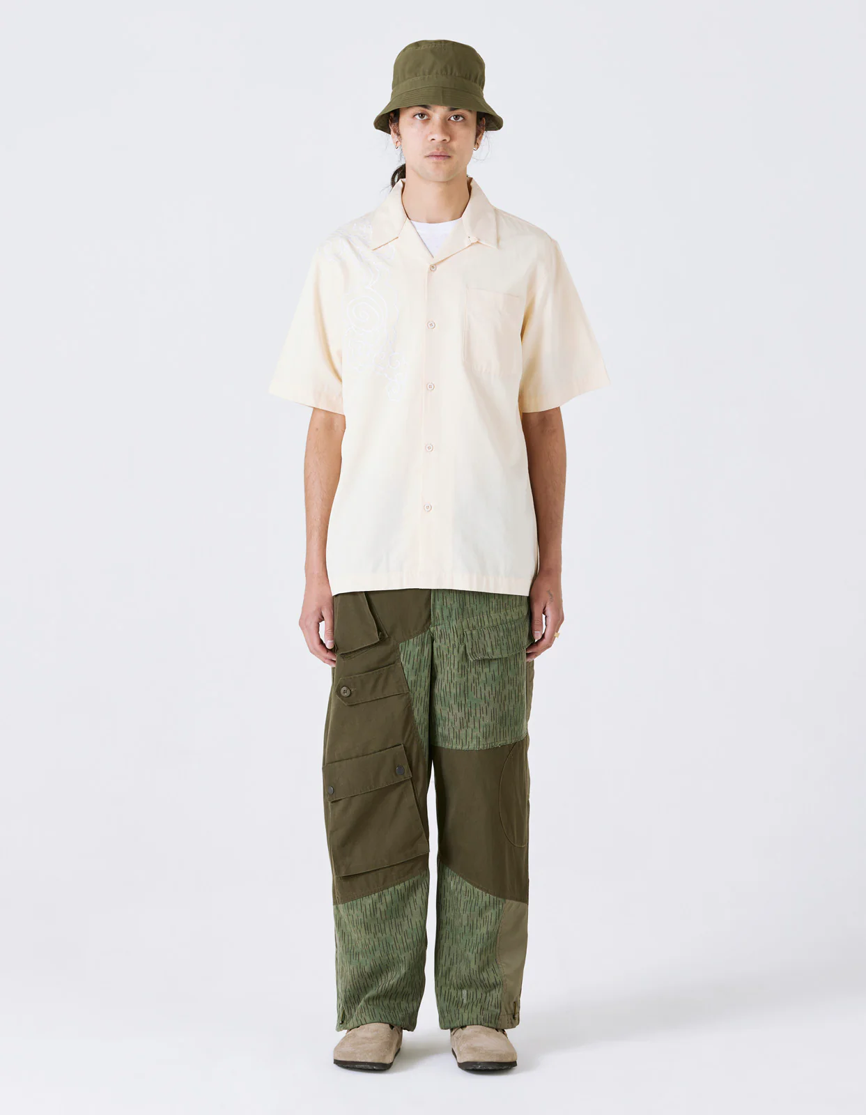 4277 Upcycled M65 Loose Cargo Pants Olive - Image 5