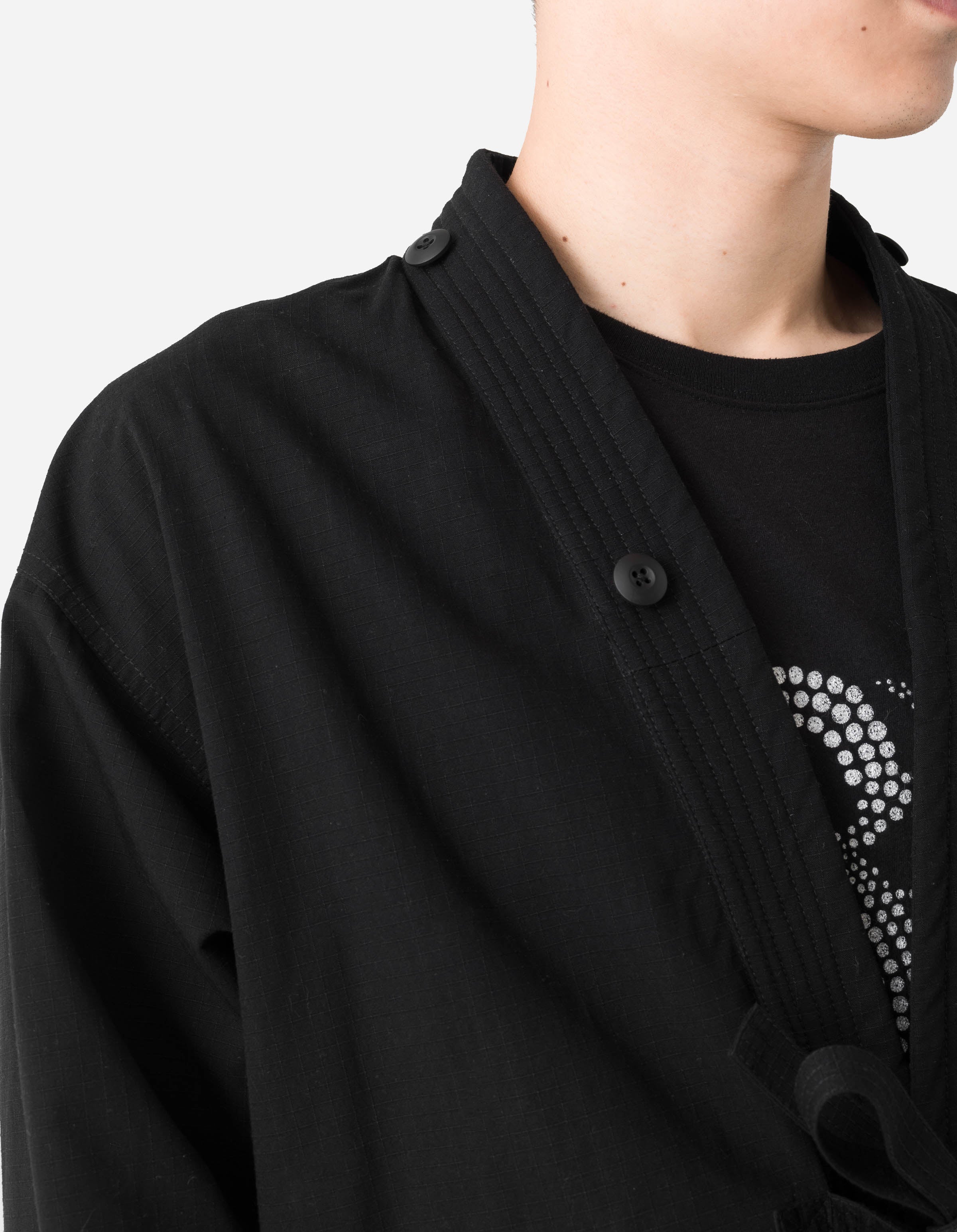 6123 Fubuki Dragon Embroidered Kimono Parka Black - Image 4