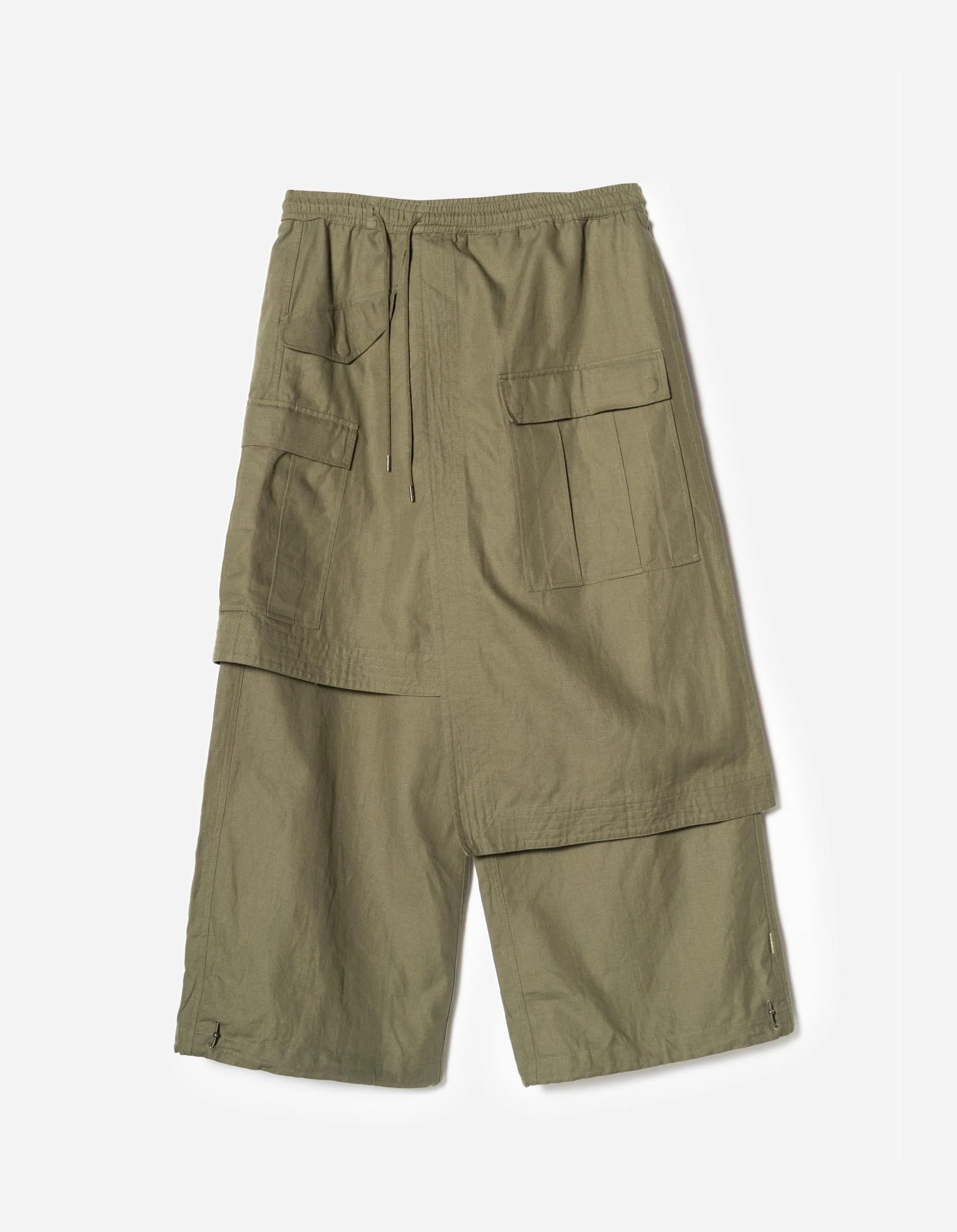 7232 Kirin Asym Cargo Hakama Pants Olive OG-107F - Image 7