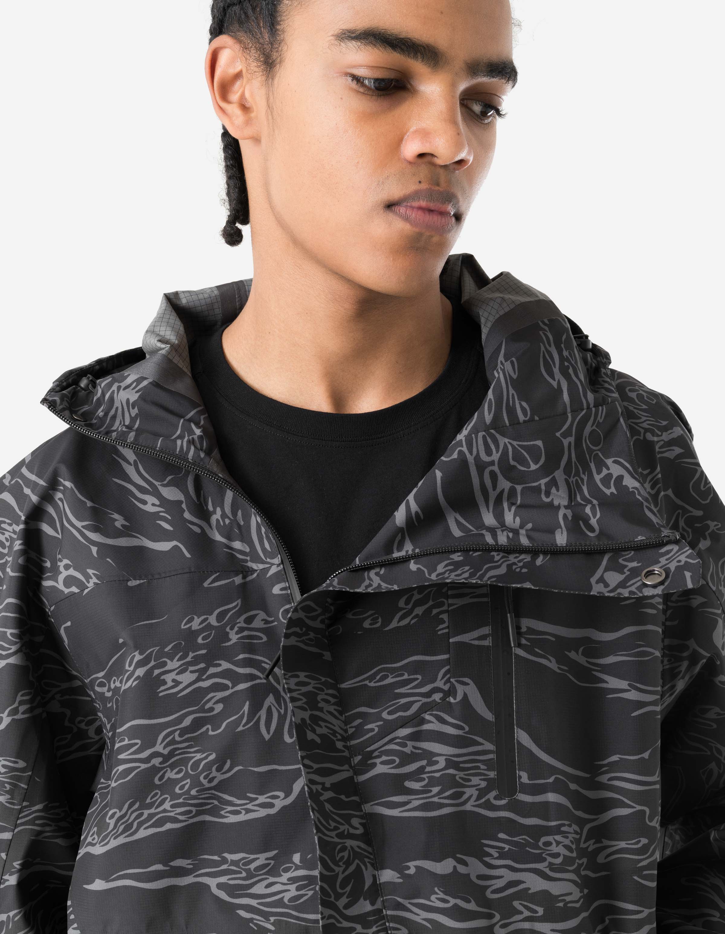7274 Bonsai Tigerstripe Asym Parka Subdued Night - Image 4