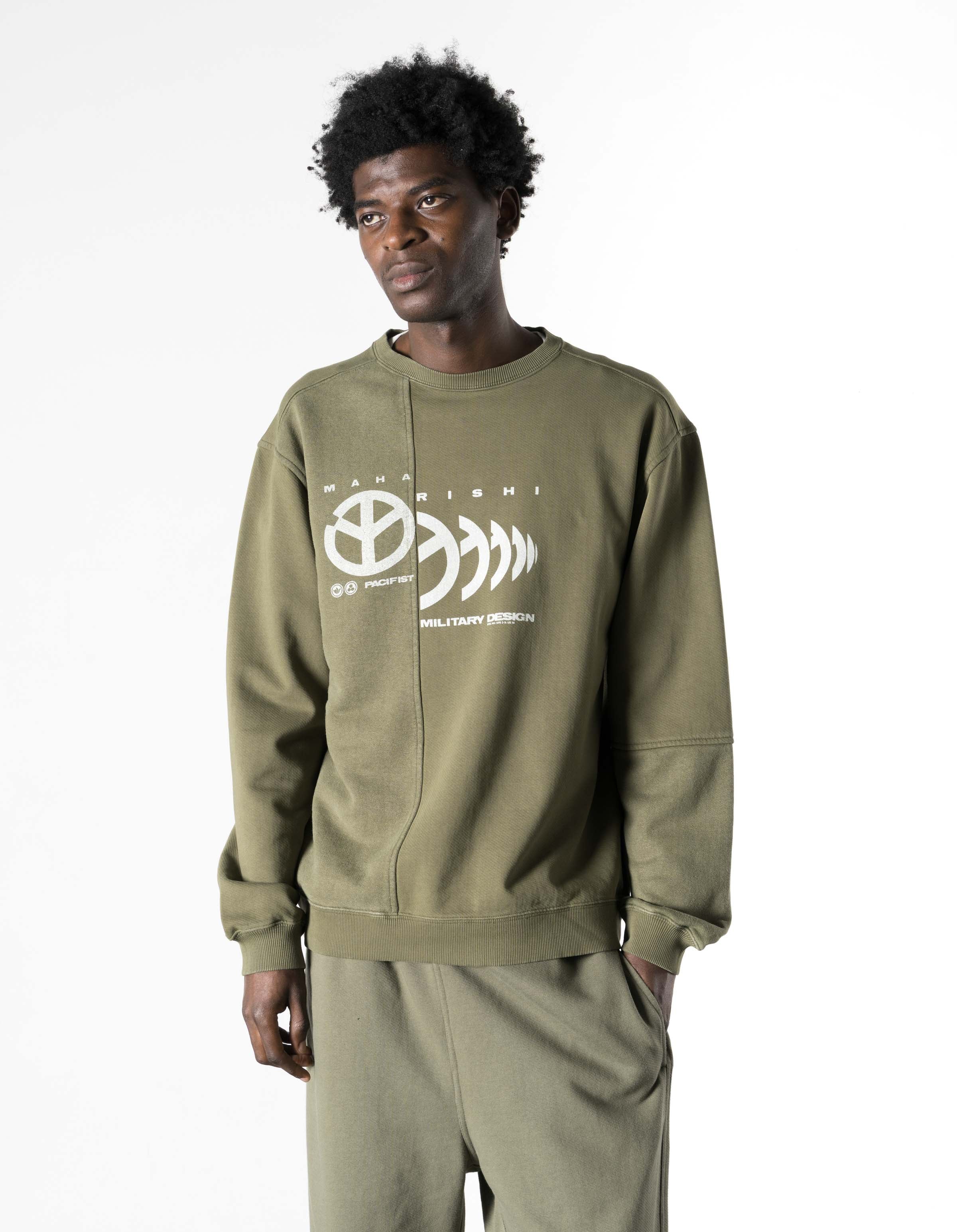 7366 Maha Peace Rally Crew Sweat Olive OG-107F - Image 3